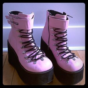 Pink Demonia Dollskill Platform Boots